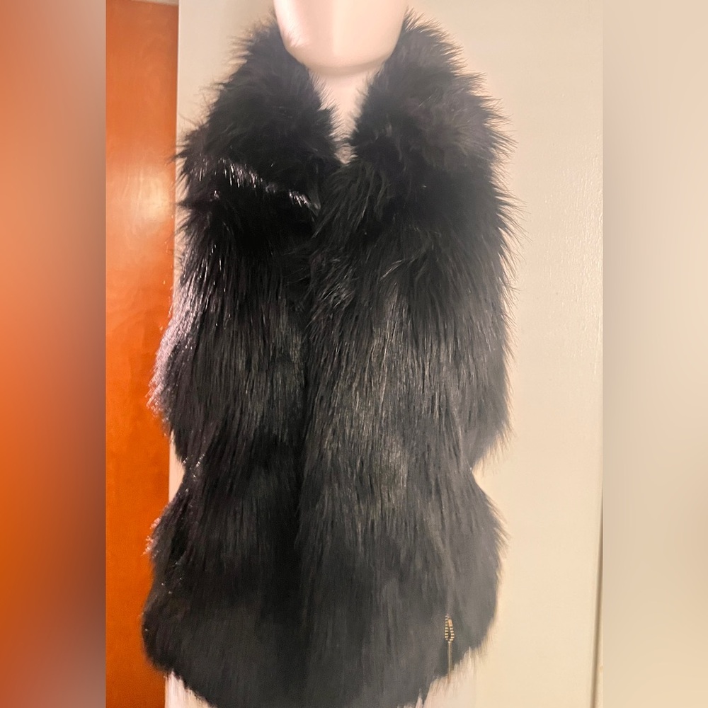 Calvin Klein Black Faux Fur with Gold Accent
